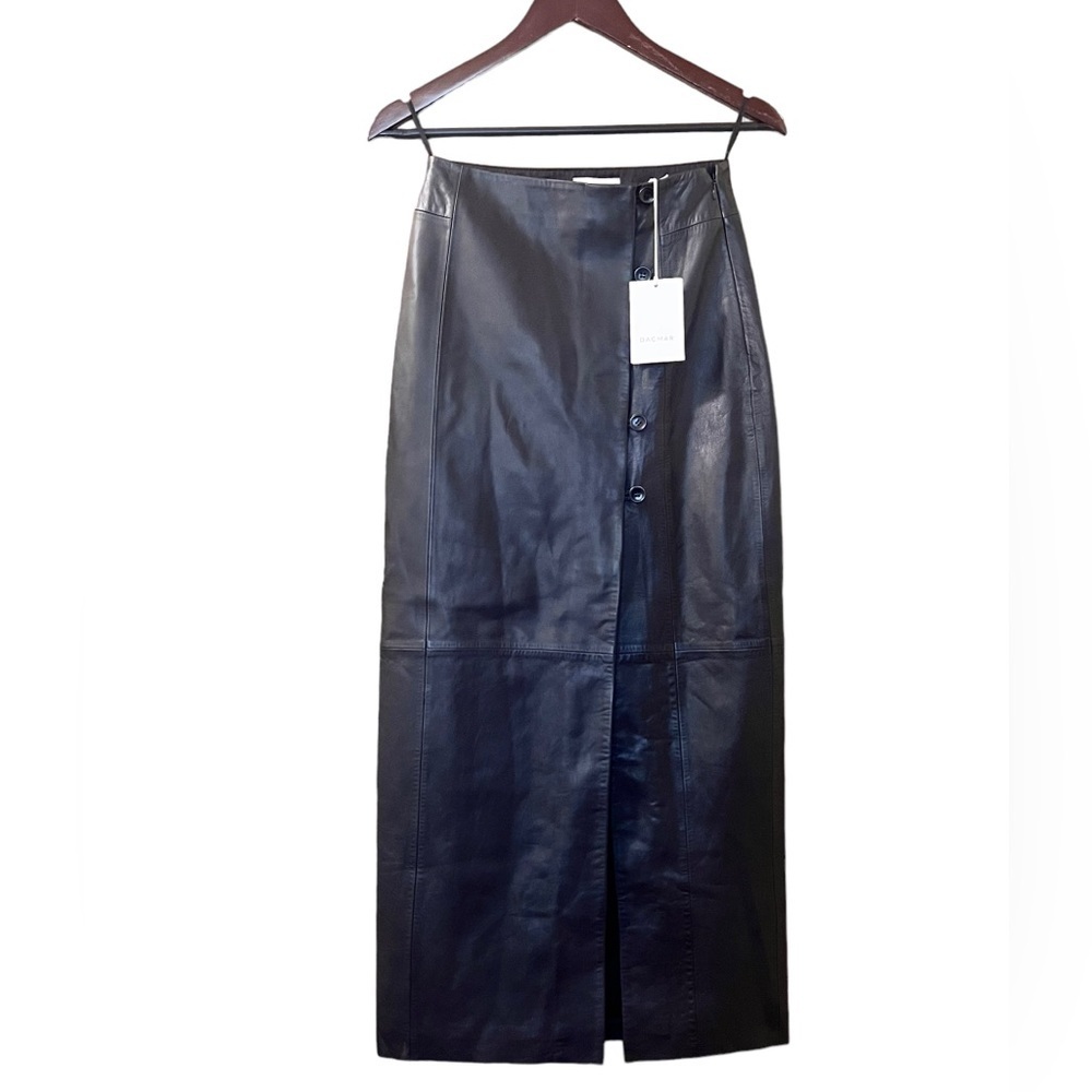 Dagmar Leather Skirt Button Detail Midi Skirt Sz Us 2 Eu 32 — image 5 of 8